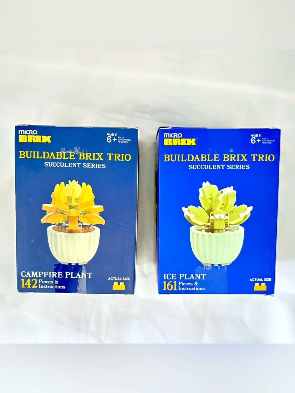 Set of 2 Micro Brix Succulent Series Ice Plant & Campfire Plant Building Blocks